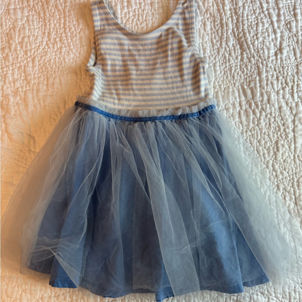 Mini Boden Blue and White Striped Dress